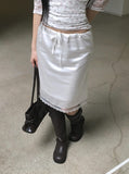 Oin Satin Lace Midi Skirt