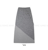 BUTTON LAYERED MAXI SKIRT