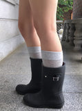 Roller Buckle Round Check Midi Rain Boots
