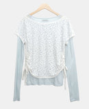 [MADE] Ronen Shirred Short Sleeve Layered Tencel Long Sleeve T-shirt