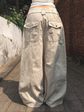 Luo Stitch Pintuck Pocket Wide Cotton Pants