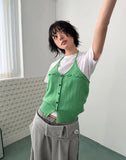BUTTON HALTER KNIT TOP