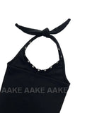 EYELET HALTER STRAP SLEEVELESS