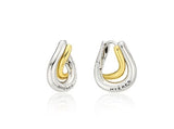 Etreve Silver Note Wave One-Touch Earrings