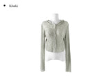 Gala See-Through Hood Crop Knit Cardigan
