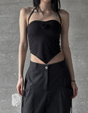Rose shirring halter top