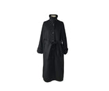 Naren High Neck Quilted Wool Belt Long Coat