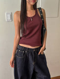 [U-BASIC] Cerandi Ribbed Y Mango Sleeveless
