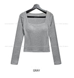 [U-BASIC] Tena Square Basic Long Sleeve T-shirt (with cup)