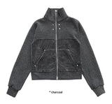 (WOOL) KNIT FUR ZIP-UP