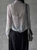 See-through bustier shirt set