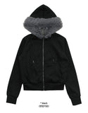 (Lining brushed) FUR HOOD ZIP-UP