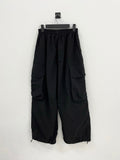 S/S Deep Black Big Pocket Nylon Balloon Pants