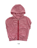 GINGHAM SHIRRING ZIP-UP