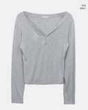 Ribe Burton V-Neck Ribbed Long Sleeve T-Shirt