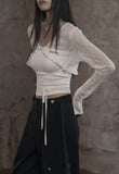 [mnem] Woodgrain Bolero Cardigan
