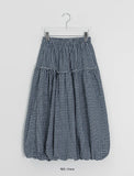 Lehiji Banding Check Balloon Long Skirt