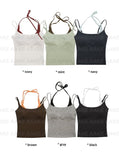 [with cup] TWO TONE HALTER TOP