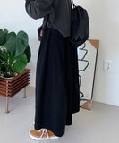 Lovey pin tuck cotton banding long skirt