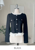 Gelpiece Frill Tweed Jacket Cardigan