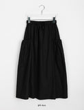 Peuin Banding Shirring Pocket Long Skirt