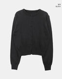 Uran bean button round neck long sleeve cardigan