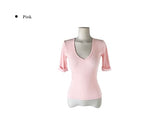 Keating Ribbed Roll-Up Slim V-Neck Three Quarter T-Shirt