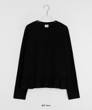 [BAONHAUS] Remuse Cotton Round Frill Long Sleeve Tee