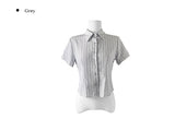 Karen Stripe Short Sleeve Collar Slim Shirt