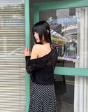 Sewn V-neck see-through button crop cardigan