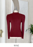 Ellow Half Neck Shirred Ribbed Knit