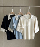 Mailing Layered Color Matching Shirt Zip-up Knit