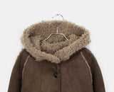 [MADE/Brushed Lining] Harbin Fluffy Suede Mustang Hood Short Coat