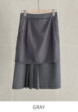 All-Grit Check Unbalanced Pleated Banding Skirt