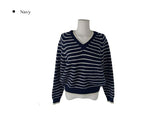 Toto Stripe V-neck Loose Fit Long Sleeve Knit