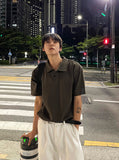 Collar Henry Neck Boonto Short Sleeve T-shirt