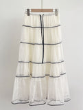 Senne V-neck Sleeveless Knit Lace Tiered Skirt Set