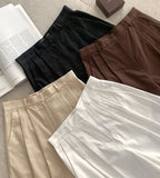 Chino Pin Tuck Short Cotton Pants