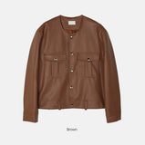Dian Round Leather Jacket
