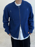 Rio Diamond Damage Knit Zip-Up