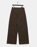 Putting side pin tuck wide cotton pants
