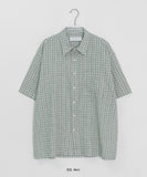 [Unisex] Tevin Check Seersucker Short Sleeve Over Shirt
