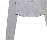 Little Lettering Boat Neck Crop Long Sleeve