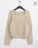 Baba Cable Bolero Square Neck Long Sleeve Knit