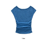SIDE SHIRRING CAP SLEEVE T