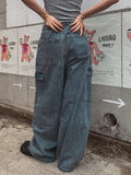 [U-DENIM/Planning Products] Summer Pintuck Wide Cargo Denim Pants