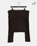 [Brushed] Hazen loose fit off-shoulder knit t-shirt