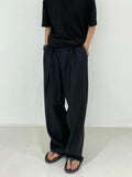 Pleated multi-tuck long wide slacks trouser