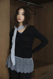 V city shirring T-shirt