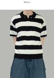 Brin collar striped knit
